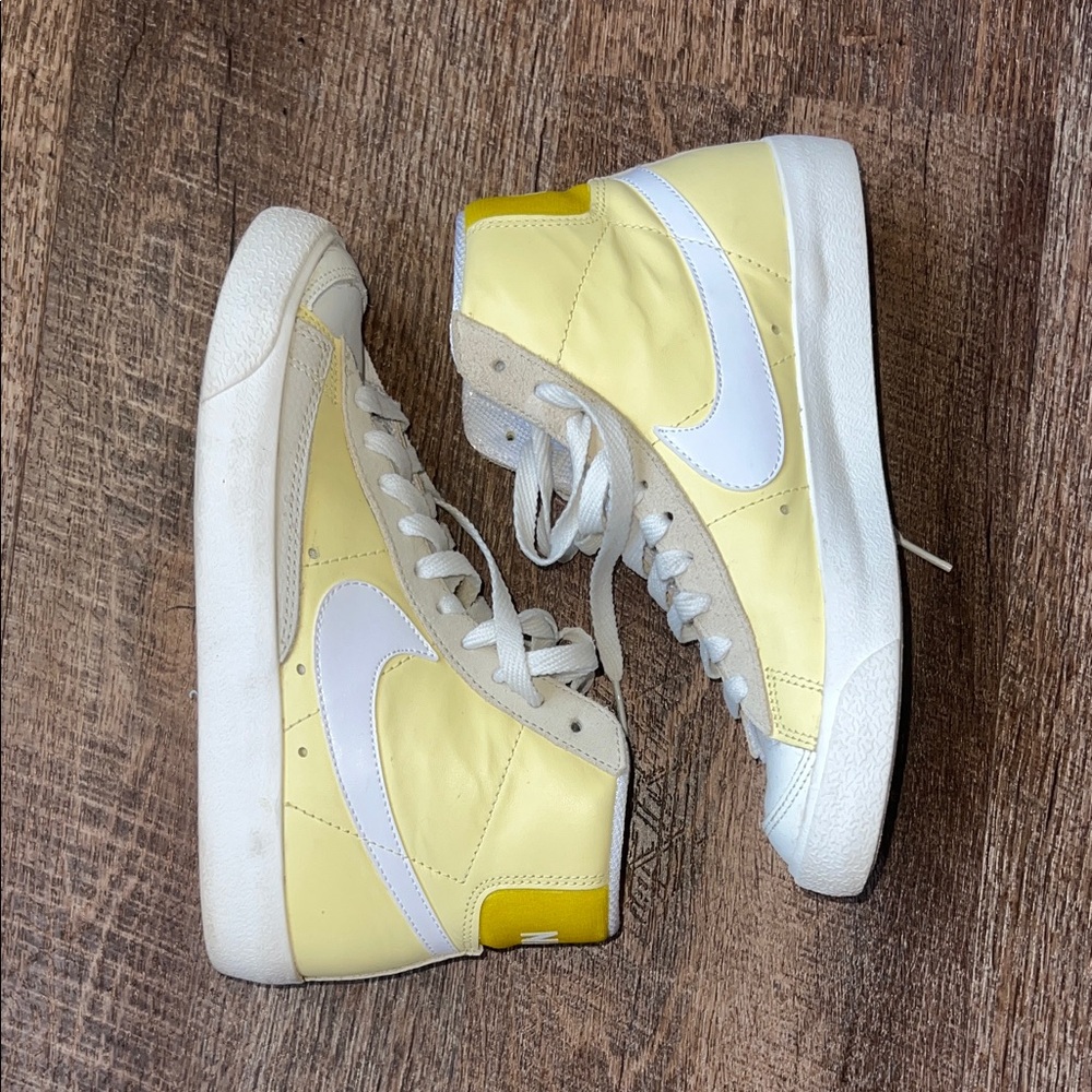 Yellow and White Nike Blazers
